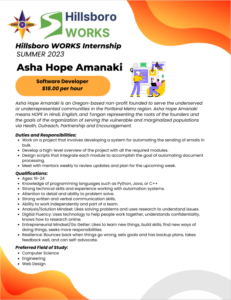 Asha Hope Amanaki job description